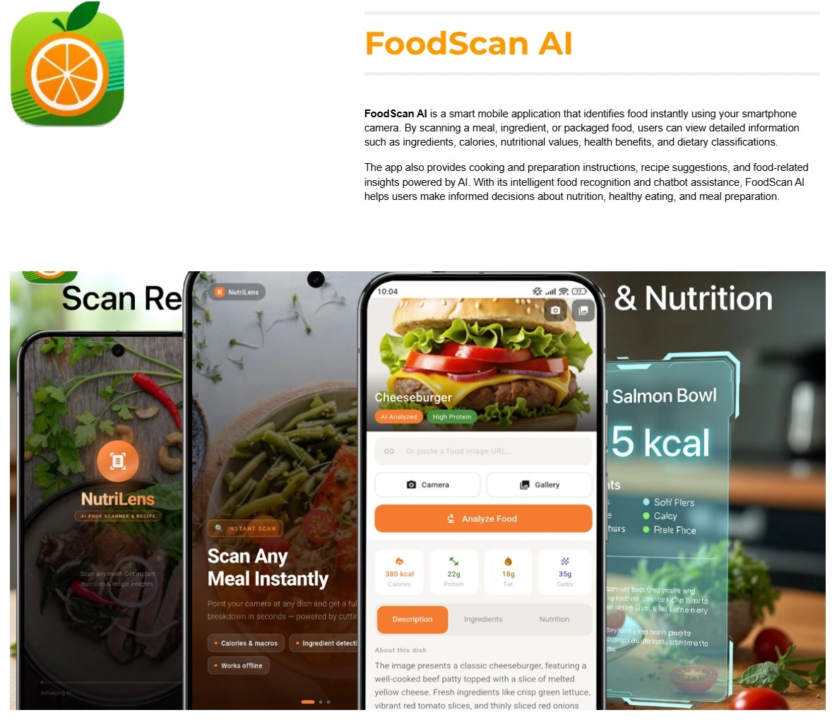 AI Food Analyzer Mobile App — Instant food identification with nutritional data