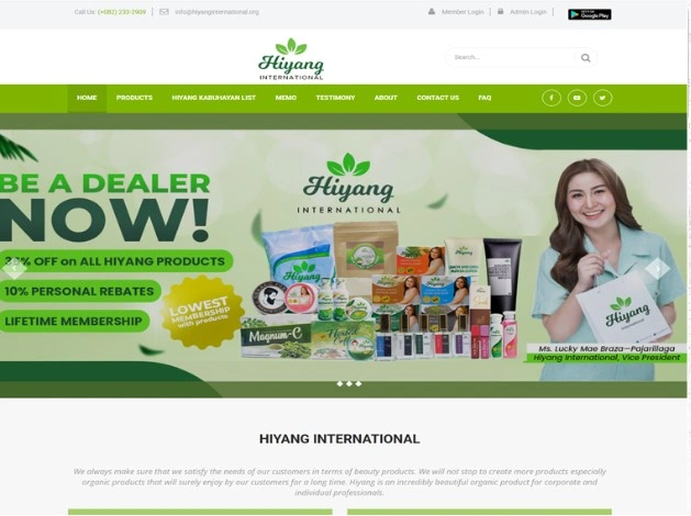 Hiyang International Organic Beauty E-Commerce Website Philippines